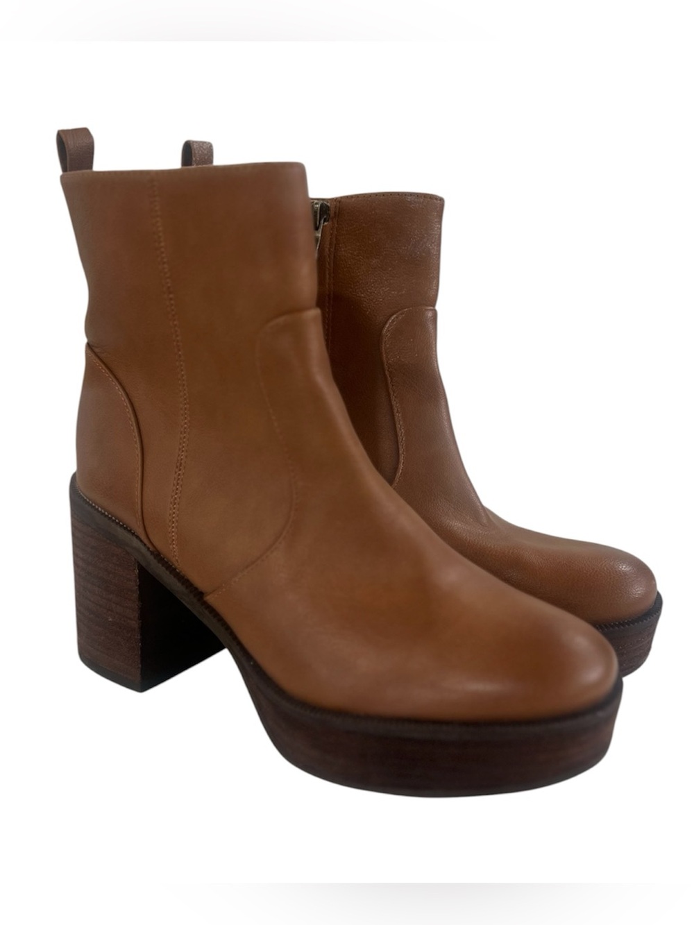 House of Harlow 1960 Tan Leather Platform Ankle Boot size 9